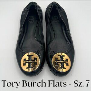 Tory Burch Black Patent Leather Reva Flats – Size 7
